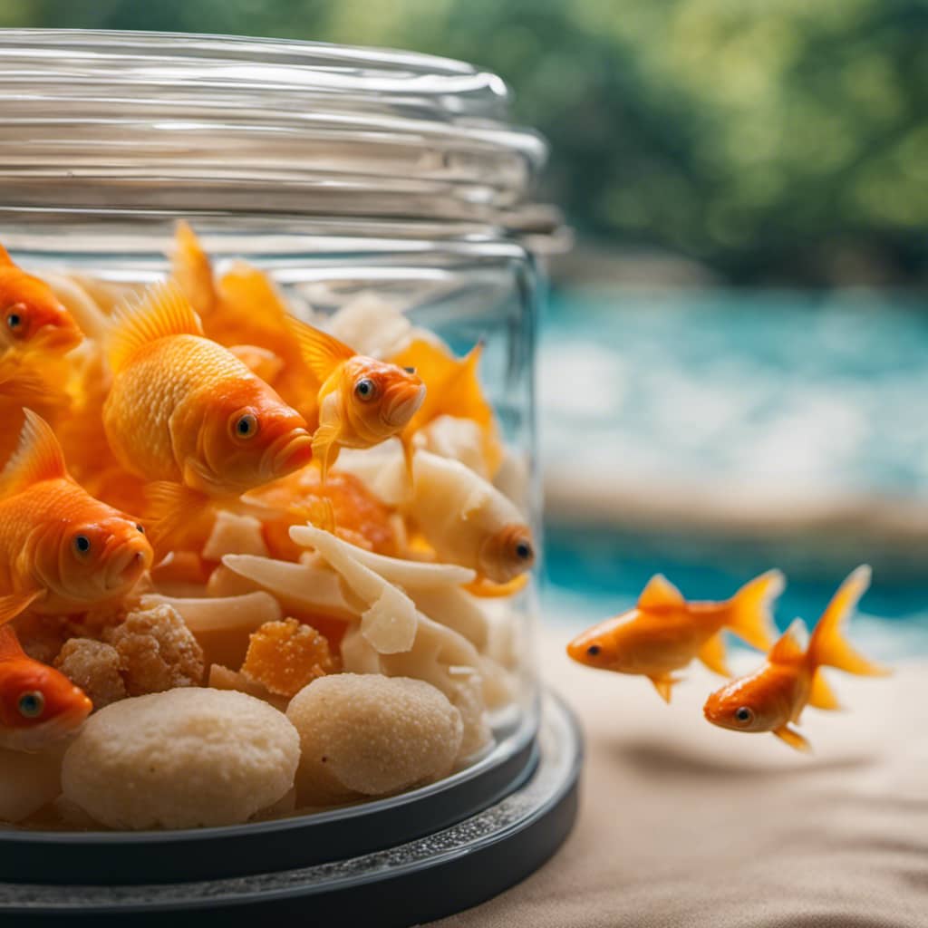 E of five different types of food, each presented in a unique and clever way to ensure goldfish can eat during a vacation