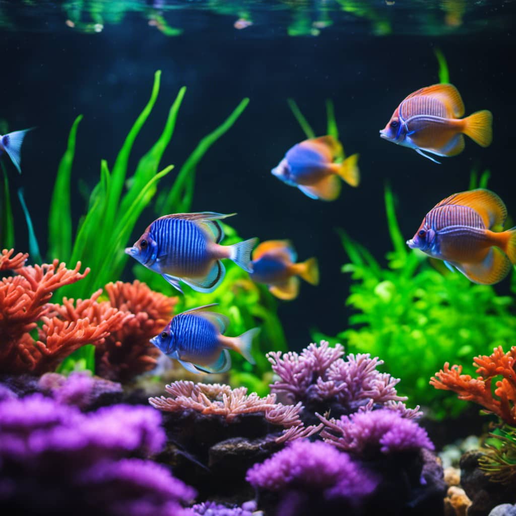 M full of colorful fish and plants with a variety of filters lined up, ready to be chosen